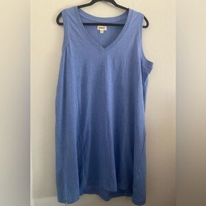 Pact Dress Large Blue Organic Cotton Sleeveless V Neck